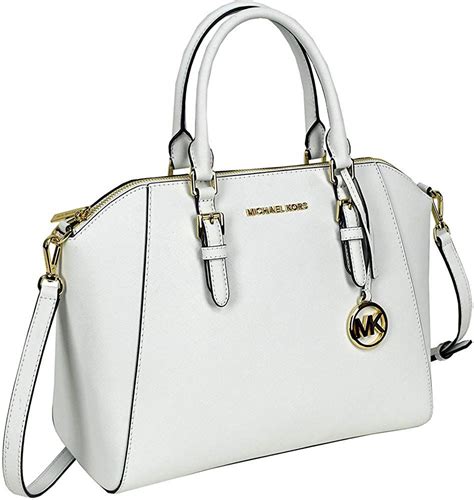 michael kors saffiano small satchel optic white leather|Michael Kors saffiano tote large.